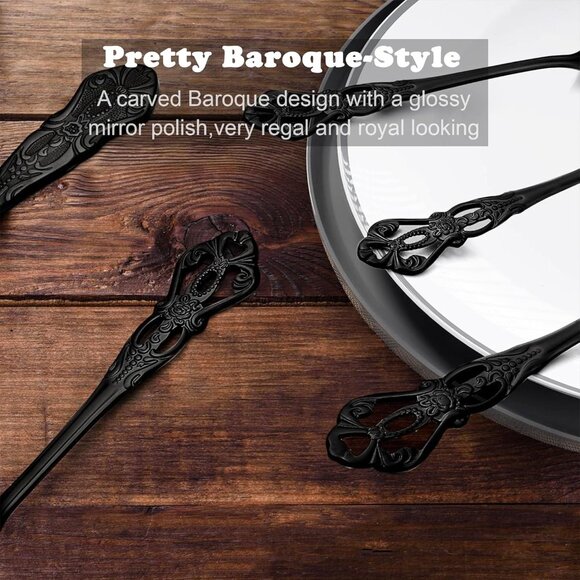 🆕 Gorgeous Retro Royal Black Stainless Steel 20 Pieces Flatware Set Anti-Rust - Picture 5 of 7
